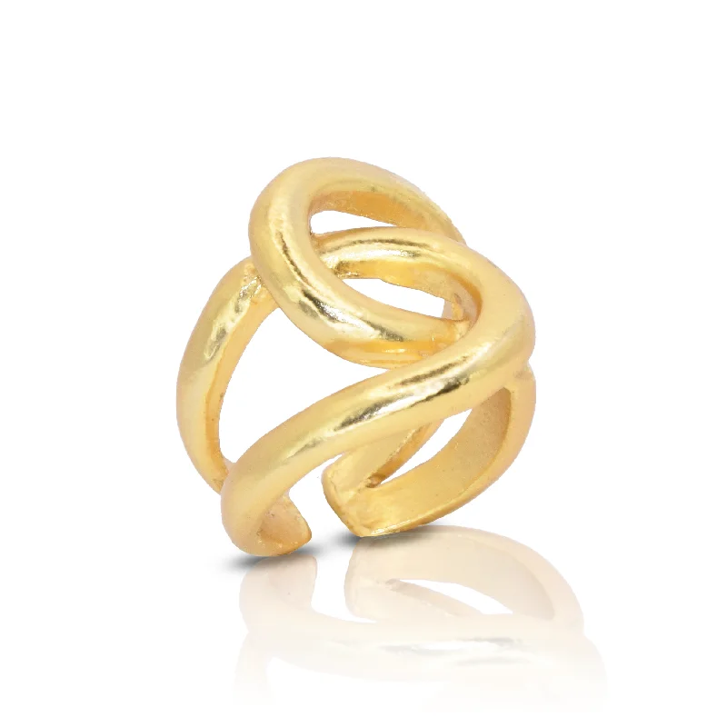 women rose gold rings -Intertwined Link Oversize Ring