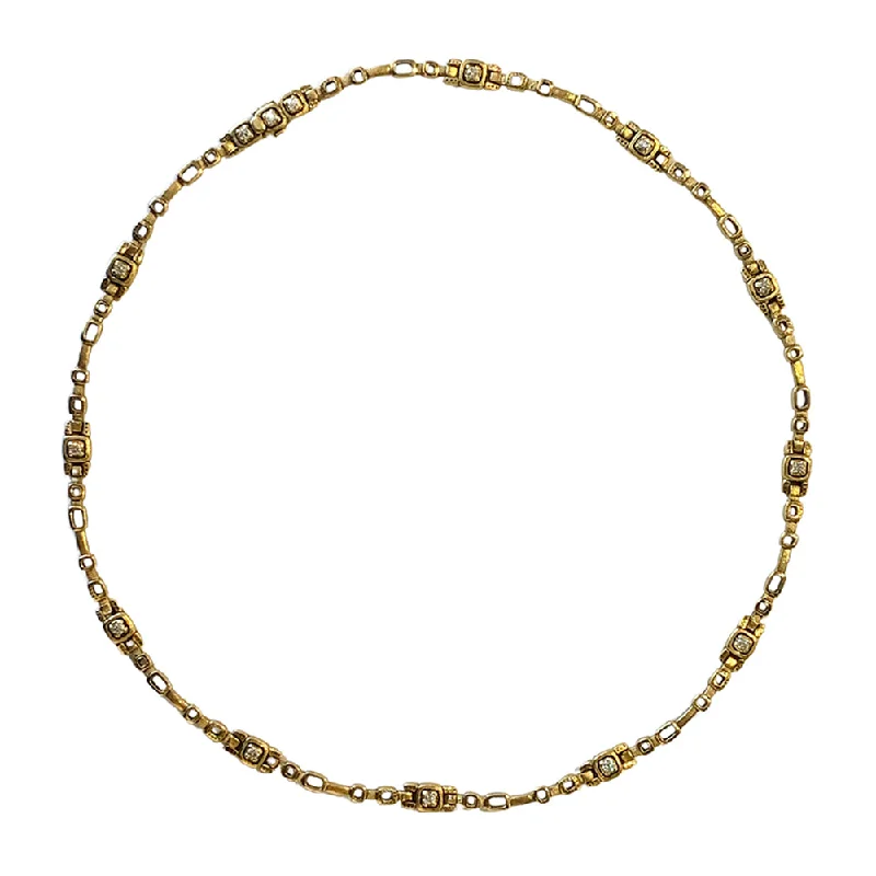 women circular necklaces -Diamond & Yellow Gold Collar Necklace - "Path"