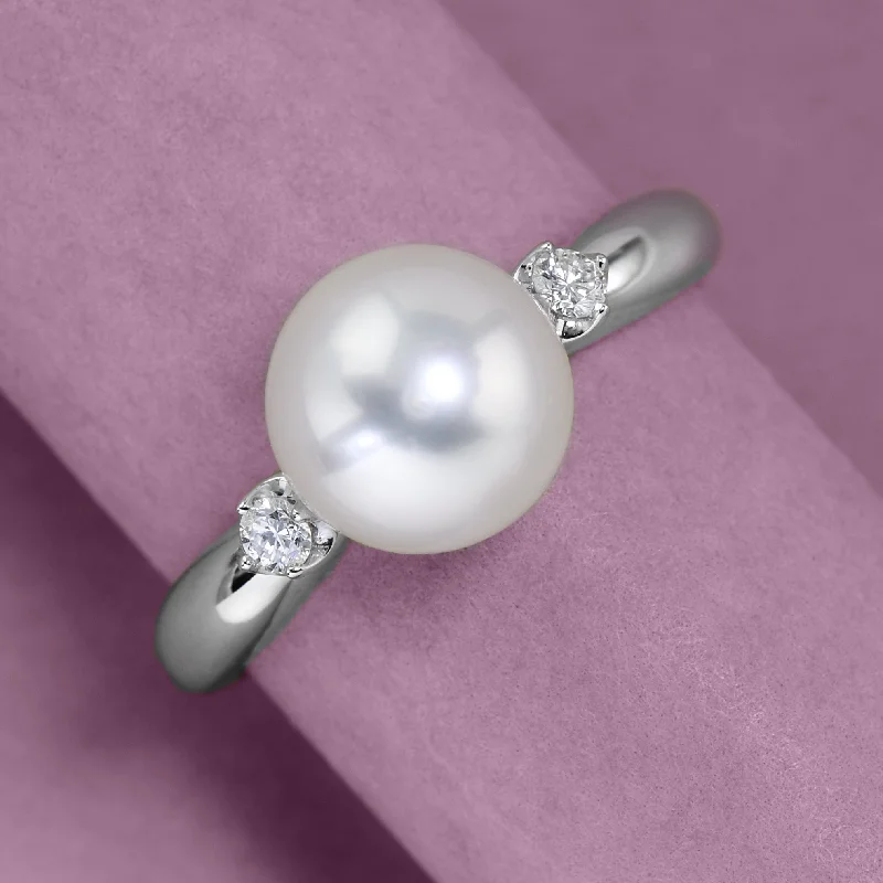 women custom wedding bands -Sculpted Pearl Ring