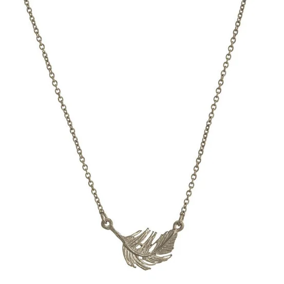 women vintage necklaces -Sterling Silver Necklace - "Little Feather Inline"