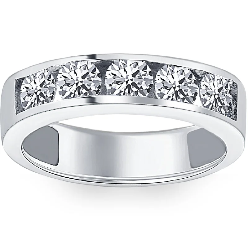 wedding ring and engagement ring sets -1 1/4ct Diamond Wedding Ring Channel Set Mens Ring 14k White Gold