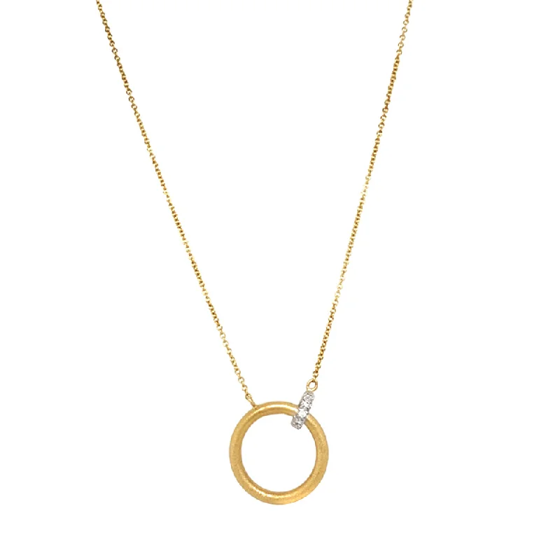 women jade necklaces -Yellow Gold & Diamond Pave Circle Necklace - "Golden Embrace"