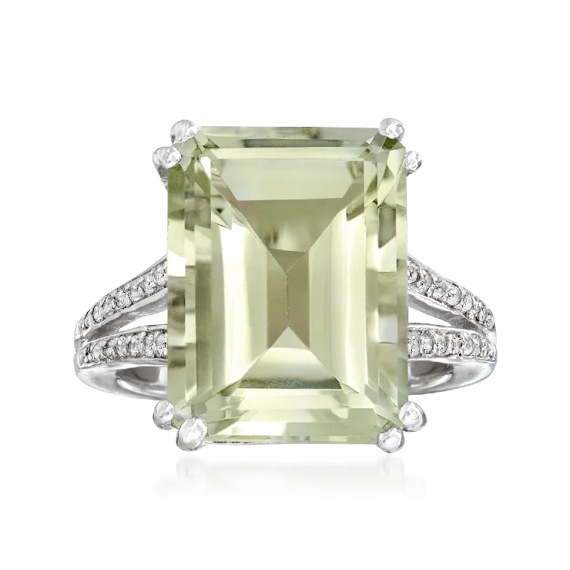 cushion cut engagement rings -Ross-Simons Green Prasiolite and . White Topaz Ring in Sterling Silver