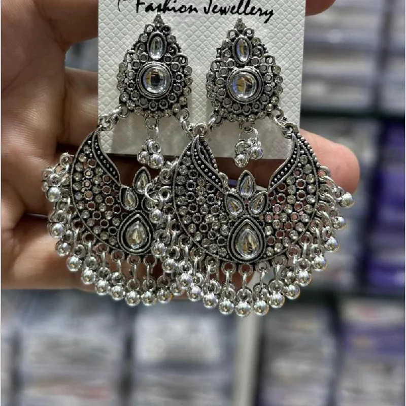 women chunky earrings -Manisha Jewellery Oxidised Plated Austrian Stone And Ghungroo Dangler Earrings