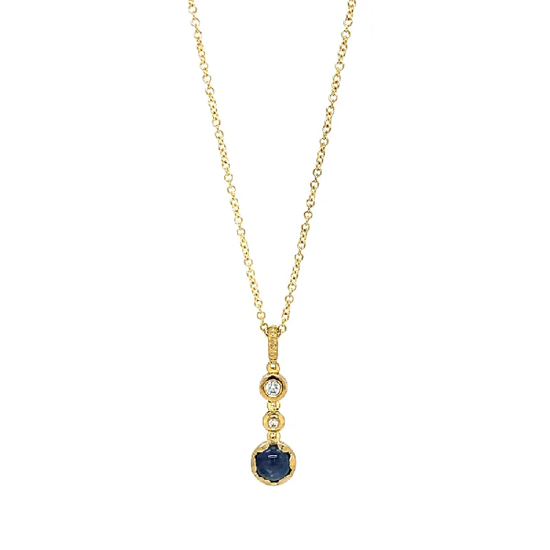 women birthstone pendant necklaces -Yellow Gold and Blue Montana Sapphire Necklace - "Glacier Elixir"