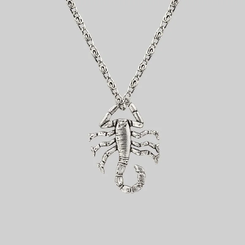 women statement necklaces -NOXIOUS. Scorpion Charm Necklace - Silver