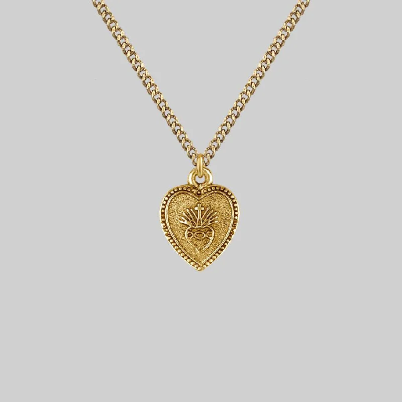 women minimalist gold necklaces -ARDOUR. Sacred Heart Charm Necklace - Gold