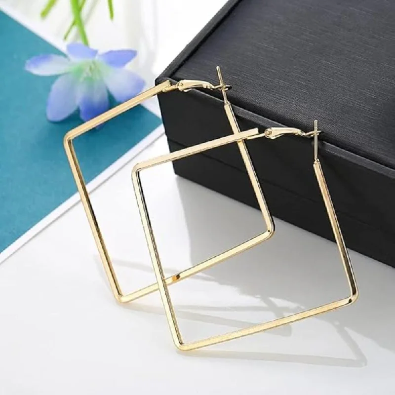 women fancy earrings -Etnico Gold Plated Square Shaped Earrings For Women (3206FL)