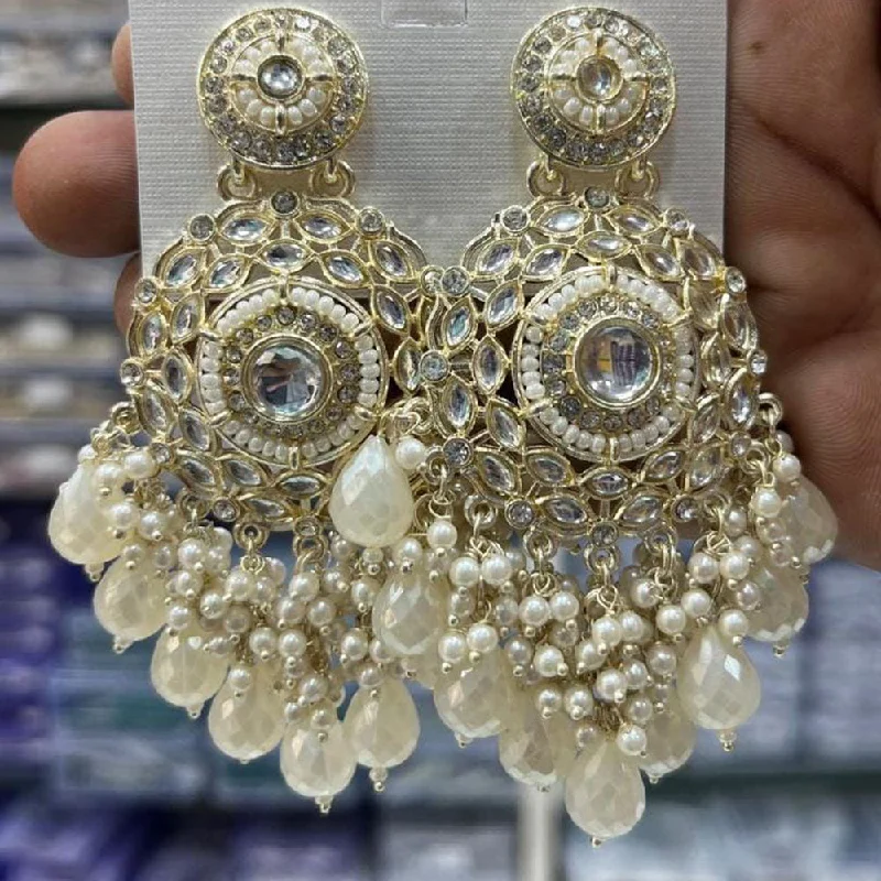 women crystal chandelier earrings -Manisha Jewellery Gold Plated Kundan Stone And Pearls  Dangler Earrings