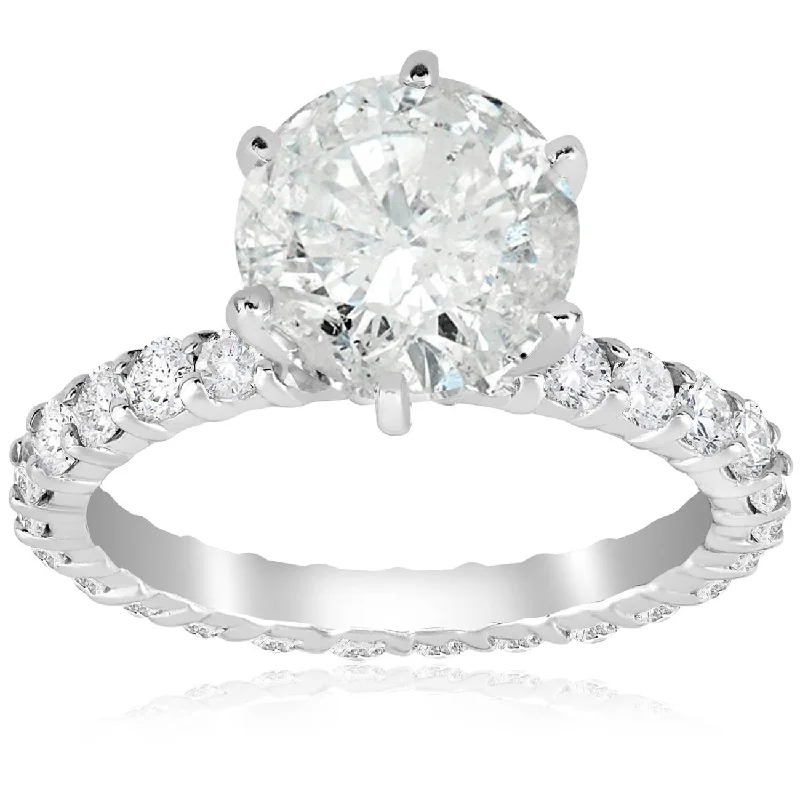 diamond wedding engagement rings -5 carat Enhanced Diamond Engagement Eternity Ring 14K White Gold Round Cut