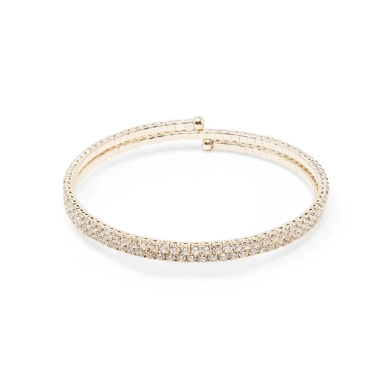 women crystal bangles -Crystal Curly Bracelet Gold Tone