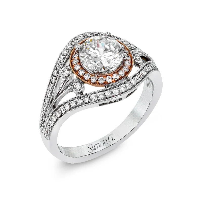 luxury engagement rings -Round-cut Engagement Ring in 18k Gold with Diamonds