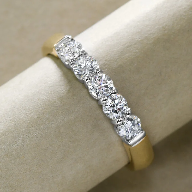 women silver rings -Two-Tone Diamond Band