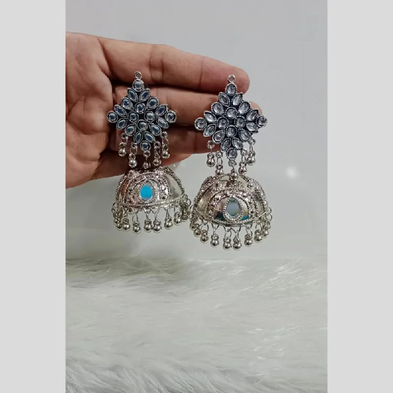 women pearl drop earrings -Pooja Bangles Oxidised Plated Jhumki Earrings