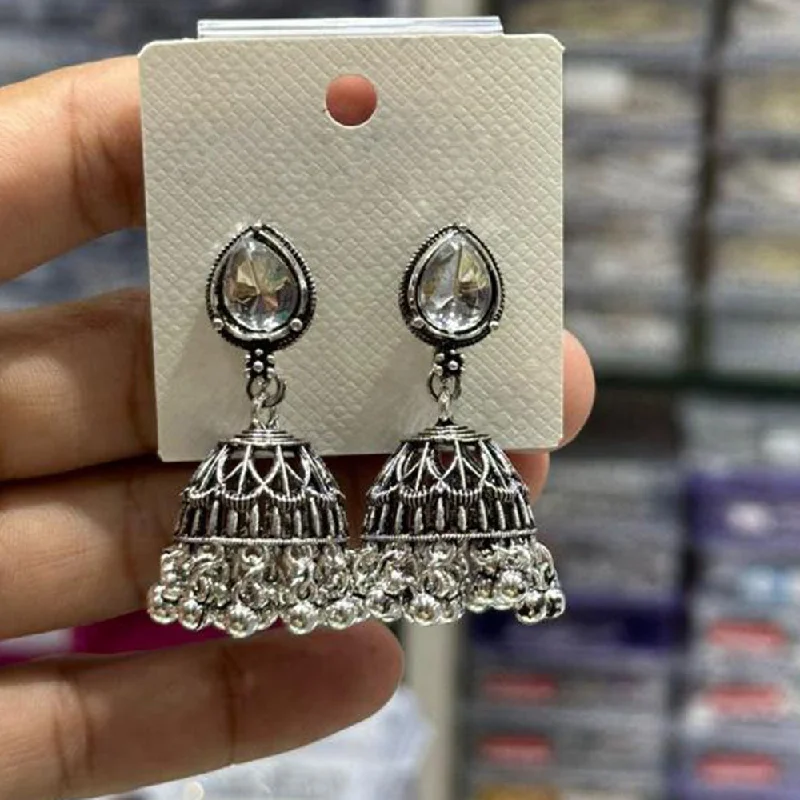 women elegant gold earrings -Manisha Jewellery Oxidised Plated Crystal Stone Jhumki