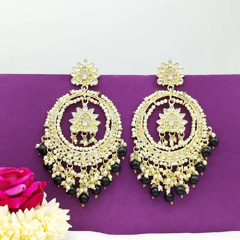 women elegant earrings -Manisha Jewellery Gold Plated Kundan Stone And Pearls Dangler Earrings