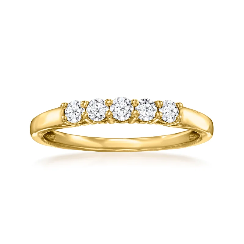 rose gold engagement rings -Ross-Simons Lab-Grown Diamond 5-Stone Ring in 18kt Gold Over Sterling