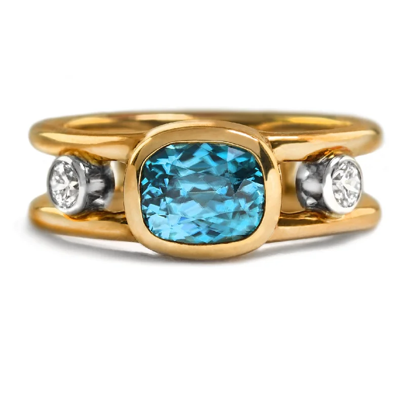 women chic rings -Majestic Blue Zircon Ring By Plante Jewelers