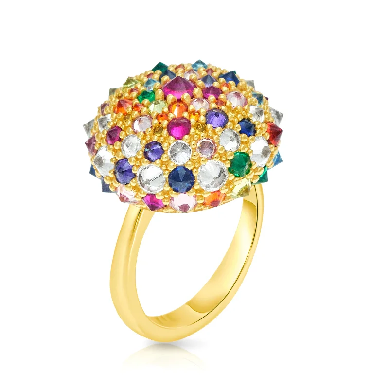 women cushion diamond rings -Rainbow After the Storm Bonbon Cocktail Ring - Gold