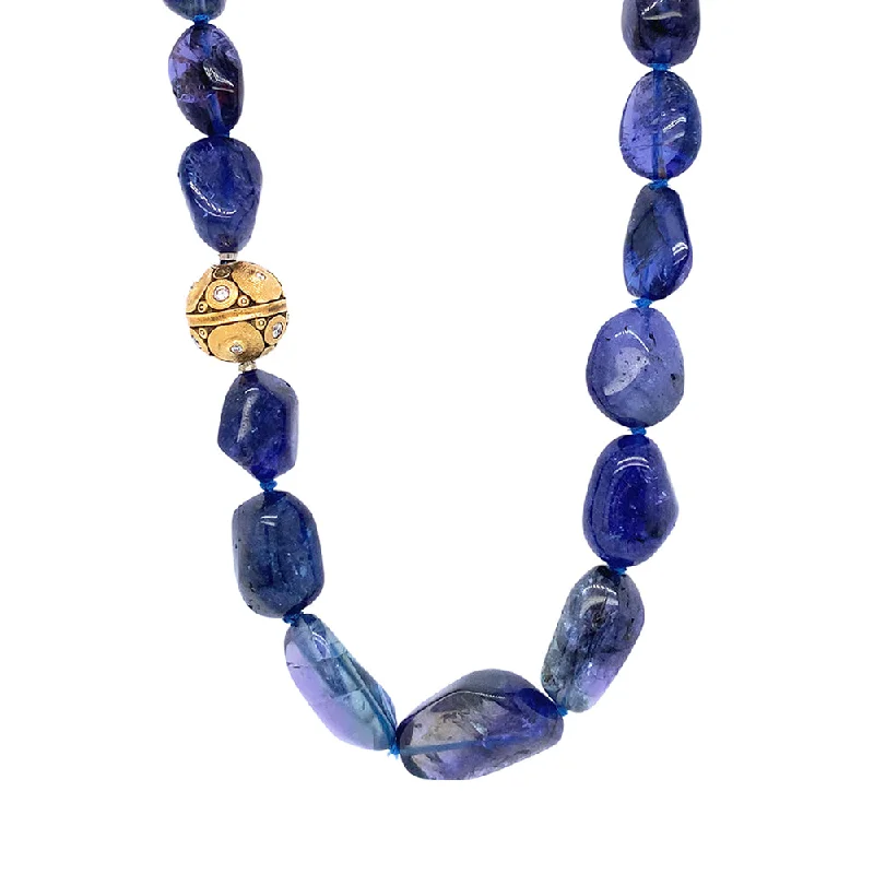 women animal pendant necklaces -Tanzanite Beaded Necklace & Vario Clasp- "Lillies"