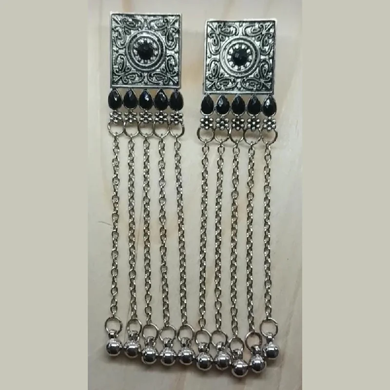 women heart earrings -Savvy Jewellery Oxidised Plated Dangler Earrings