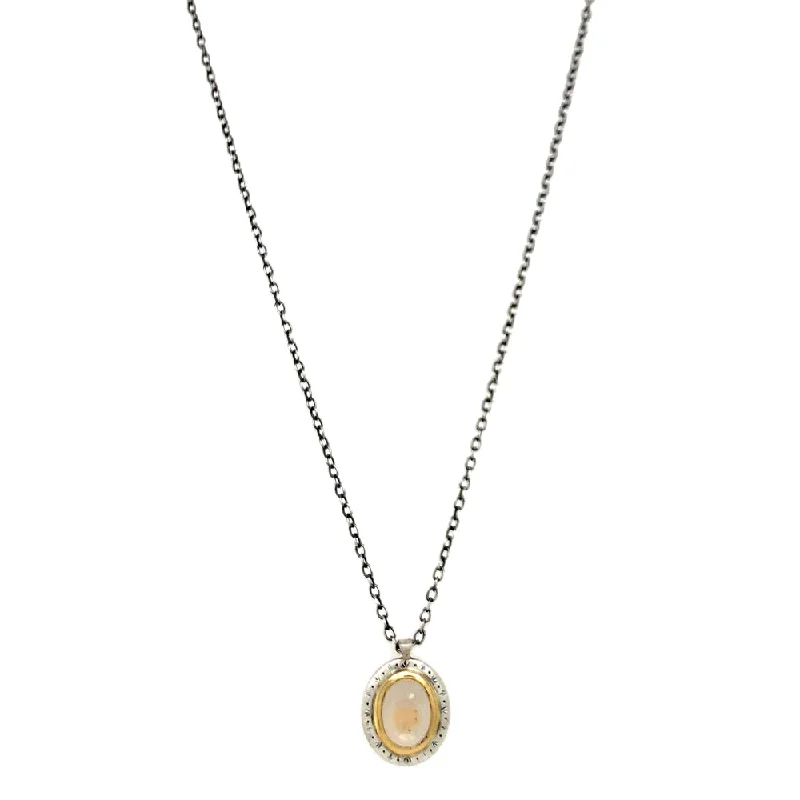 women custom necklaces -Montana Sapphire Two-Tone Gold & Silver Necklace - "Inner Glow"