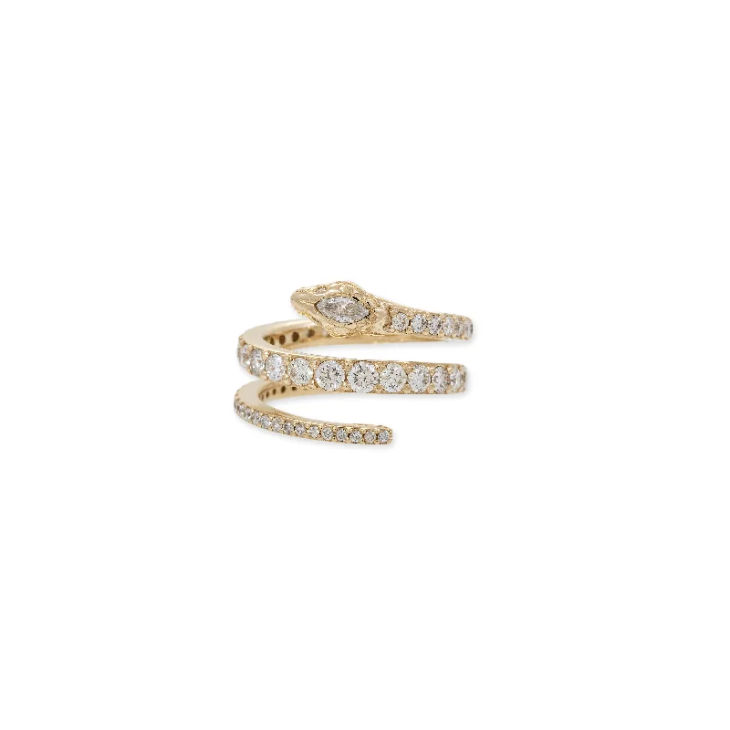 women classic solitaire rings -MARQUISE DIAMOND HEAD GRADUATED PAVE COIL SNAKE RING