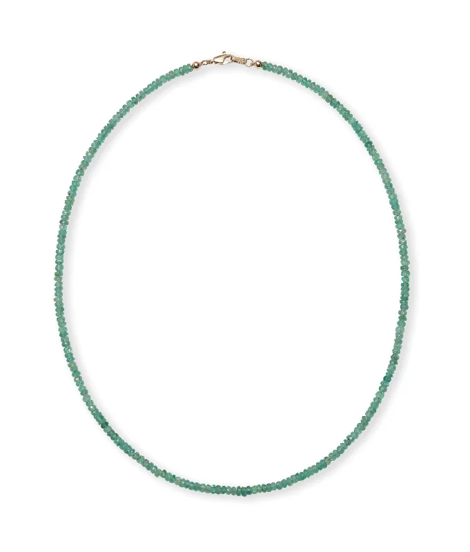 women silver chain necklaces -Tiny Beaded 14k Gold Necklace in Emerald