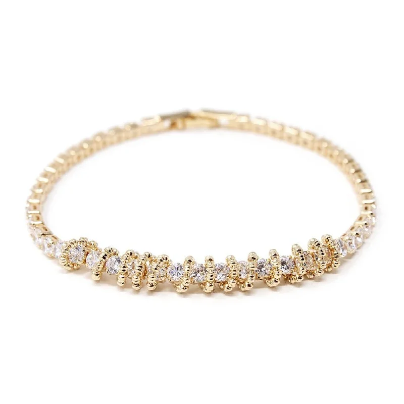 women bangle stack bracelets -CZ Chain Bracelet Gold Tone