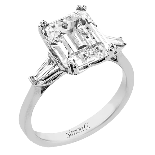 diamond wedding engagement rings -Emerald-cut Three-stone Engagement Ring in 18k Gold with Diamonds