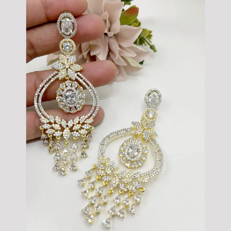 women infinity earrings -Aamrapali Gold Plated American Diamond Dangler Earrings