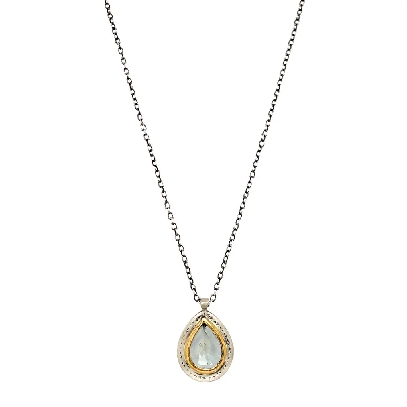 women custom necklaces -Montana Sapphire Two-Tone Gold & Silver Necklace - "Majesty"