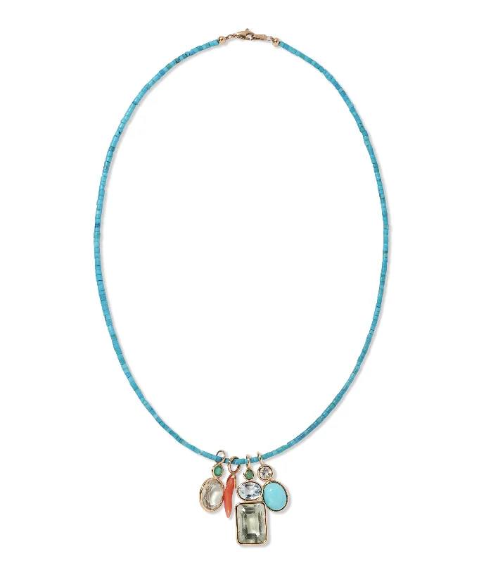 women lucky charm necklaces -Fine Mood Charm Necklace in Turquoise Tide