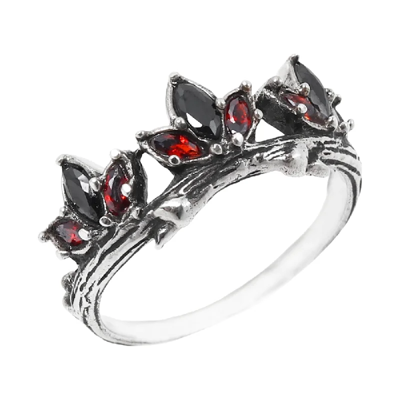 women sapphire rings -Até Black & Red Branch Ring