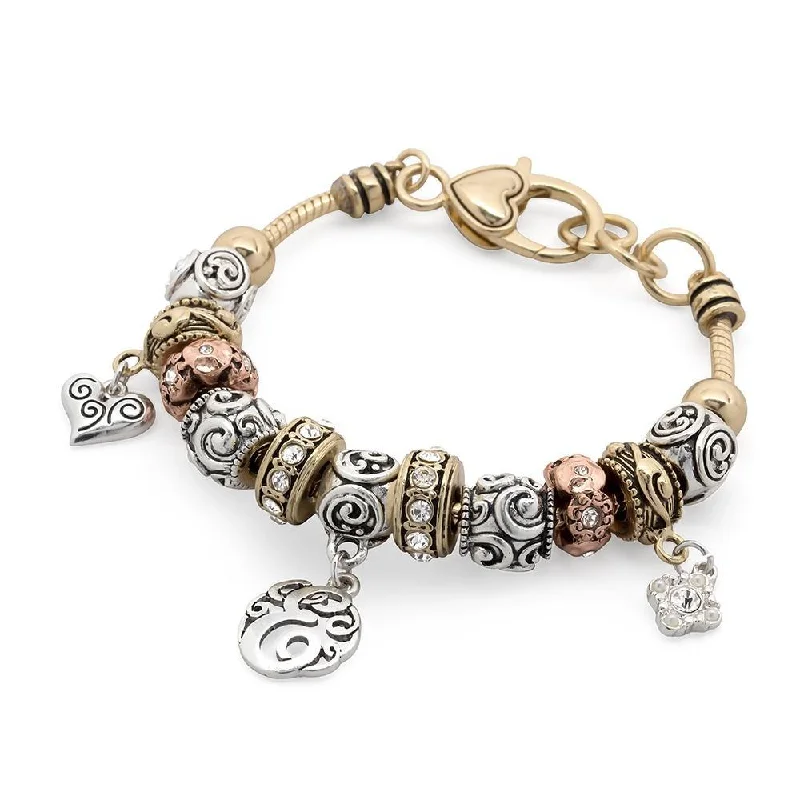 women gold-plated bangles -Charm Bracelet Initial E