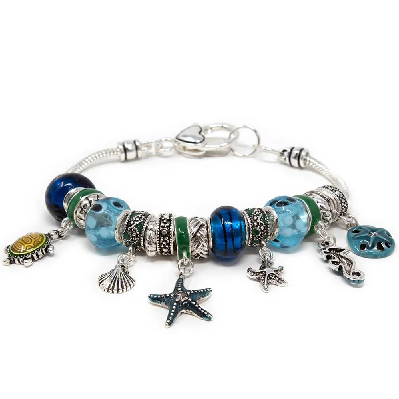 women vintage bracelets -Charm Bracelet Blue Star Fish