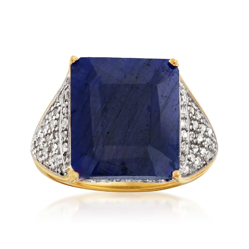 custom designed engagement rings -Ross-Simons Sapphire and . White Topaz Ring in 18kt Gold Over Sterling