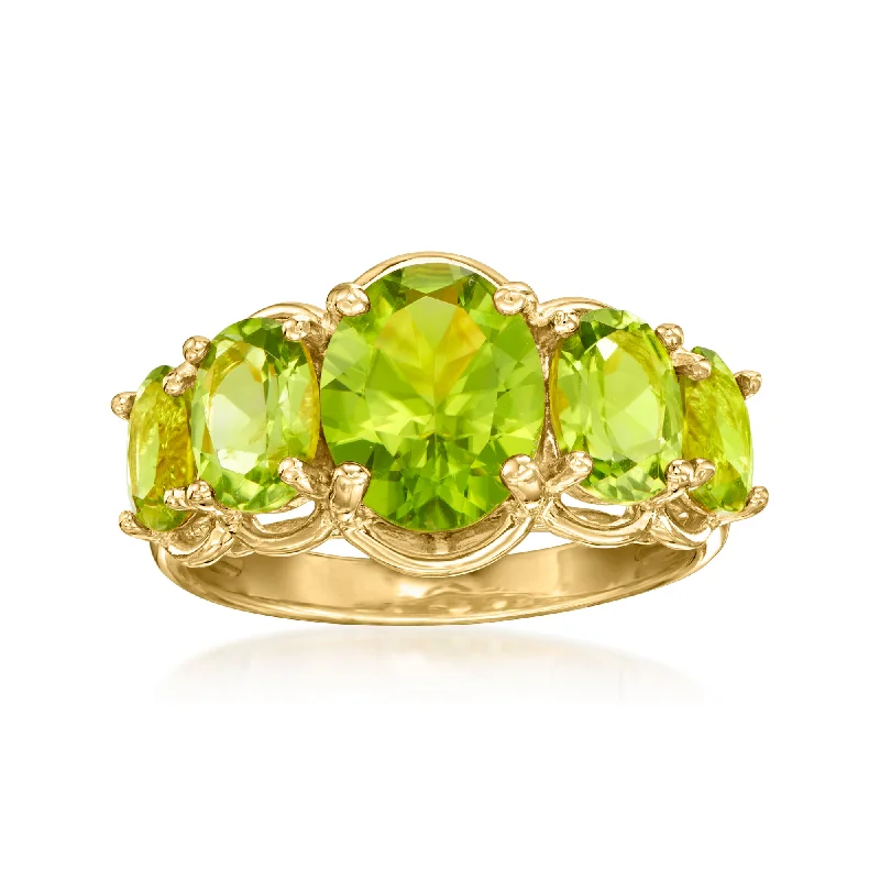 diamond engagement rings -Ross-Simons Peridot 5-Stone Ring in 18kt Gold Over Sterling