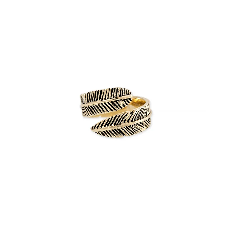 women vintage wedding bands -MEN'S OXIDIZED FEATHER WRAP RING