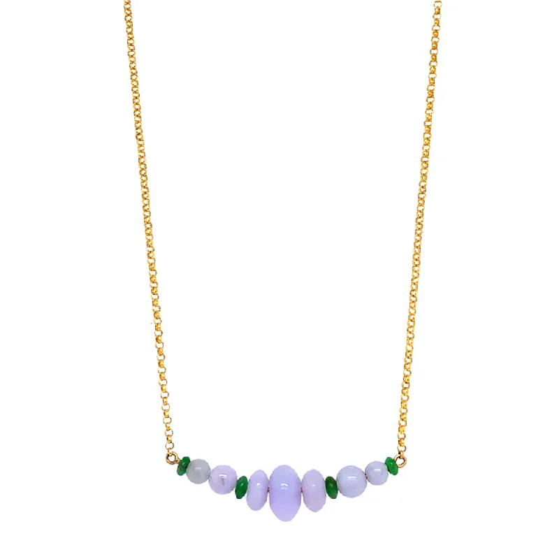 women long gold necklaces -Jadeite & Yellow Gold Necklace - "Amelia"