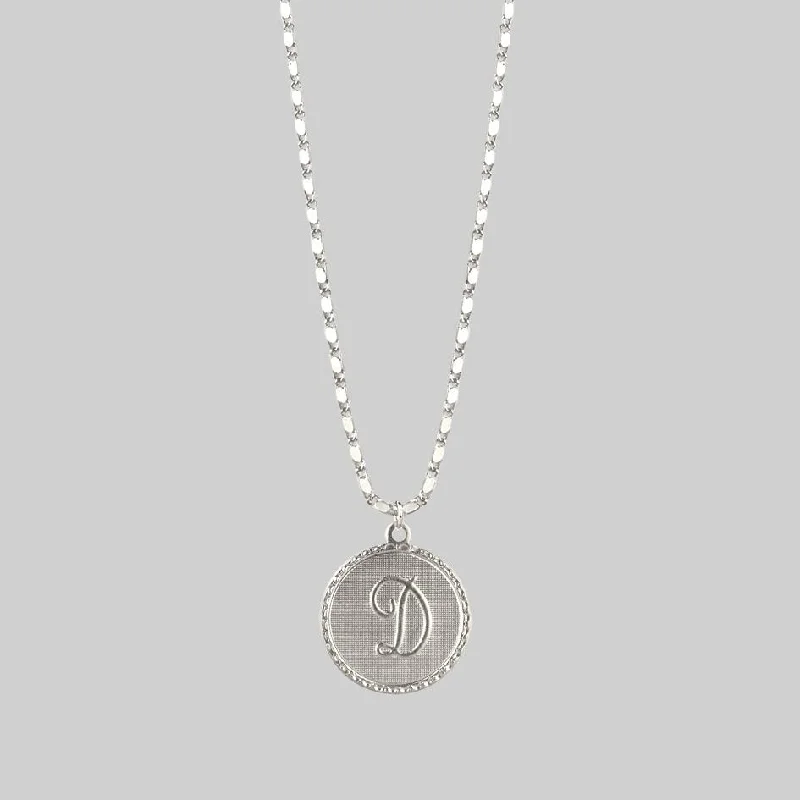 women custom necklaces -Initial Medallion Silver Necklace (A - M)