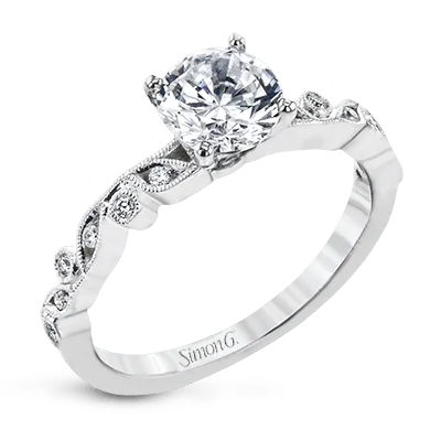 classic white gold engagement rings -Round-cut Engagement Ring in 18k Gold with Diamonds