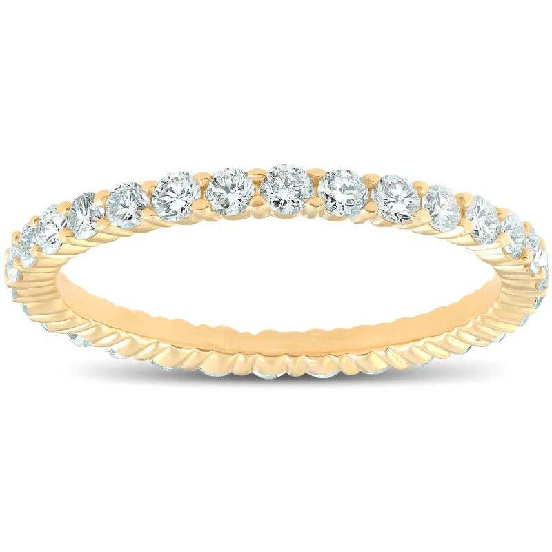 rose gold halo engagement rings -1ct Diamond Eternity Ring 14K Yellow Gold