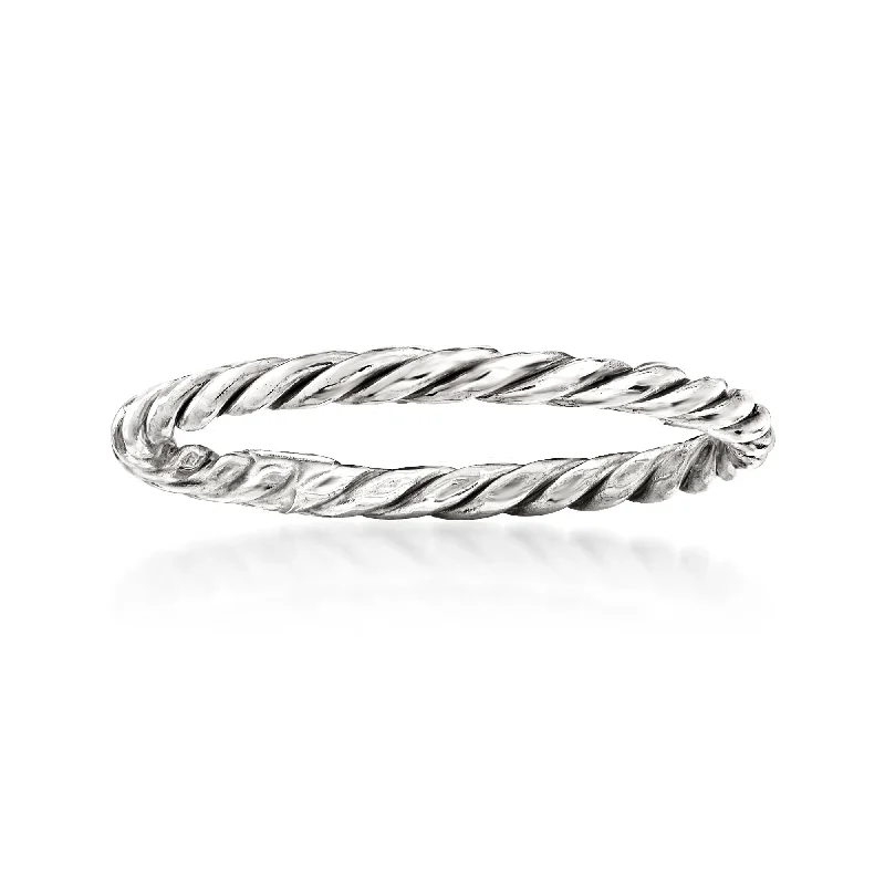 oval engagement rings -Ross-Simons 18kt White Gold Rope Ring