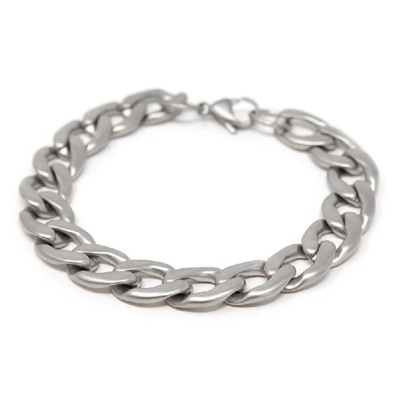 women stacking bracelets -Stainless Steel Matte Curb Chain Bracelet