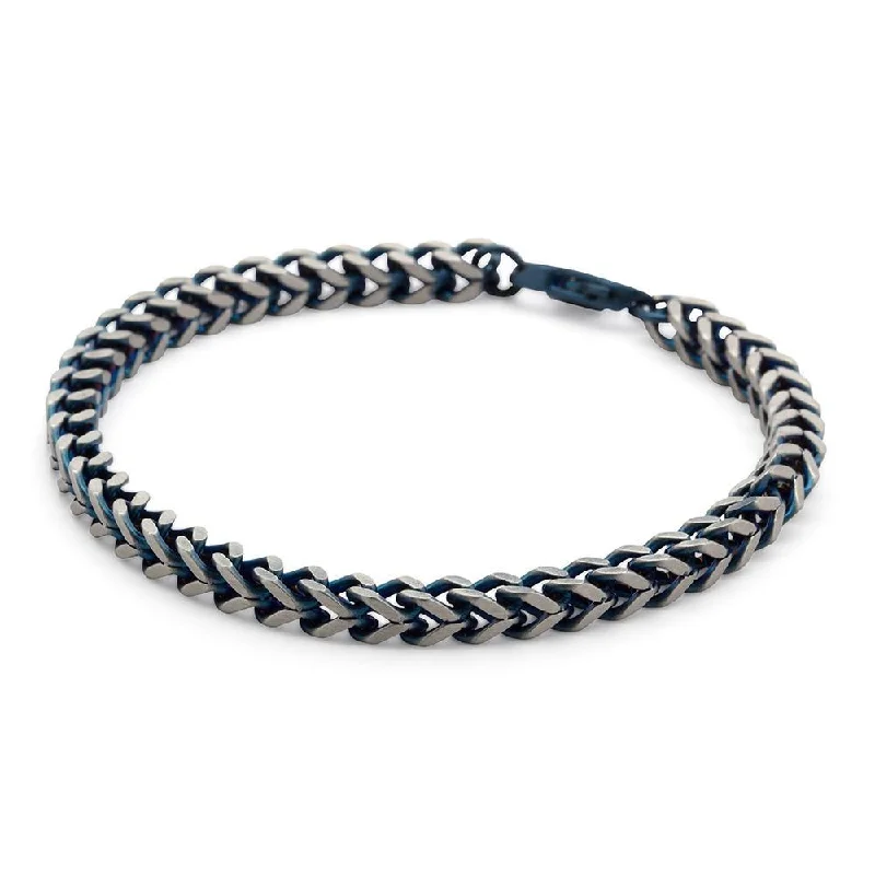 women trendy bracelets -Stainless Steel Blue Ion Plated Franco Chain Bracelet