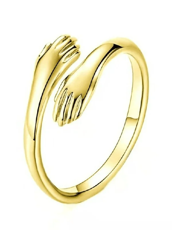 women thick band rings -Love Hug Adjustable Cuff Ring