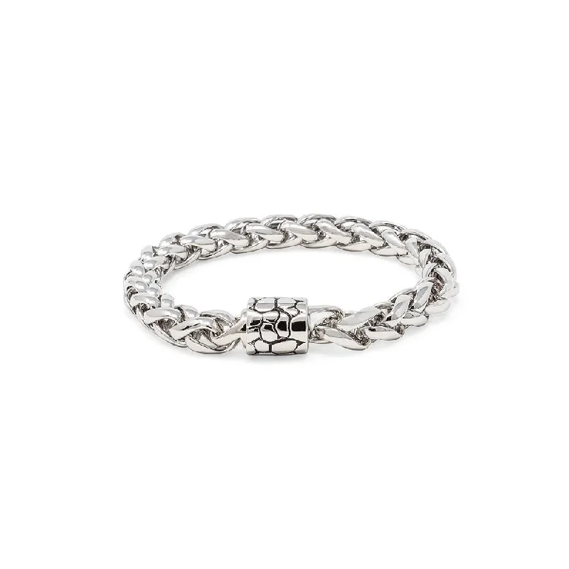 women stack bracelets -Rhodium Bracelet with Magnetic Clasp