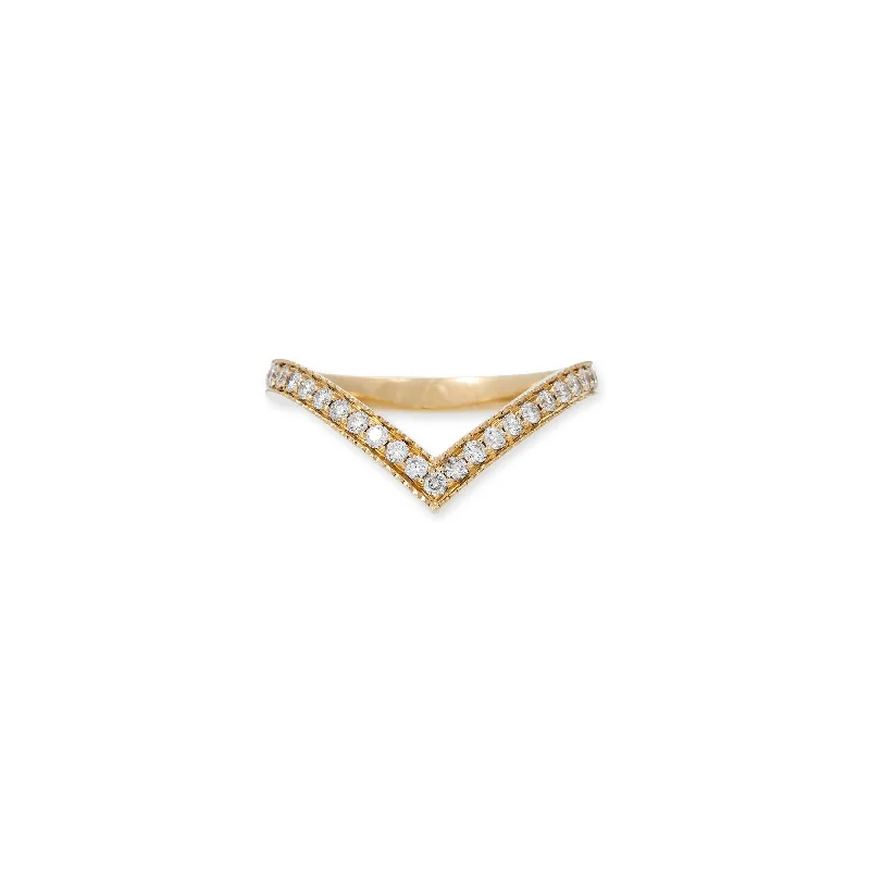 women bold statement rings -PAVE DIAMOND V RING