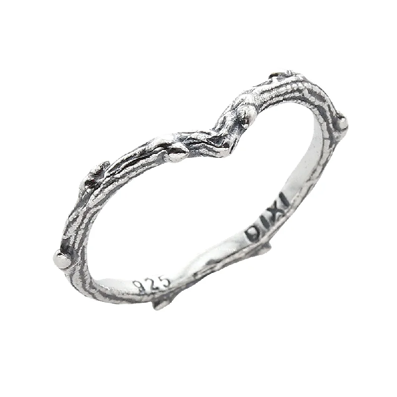 women bold rings -Silvestre Single Wishbone Gothic Thorn Branch Ring